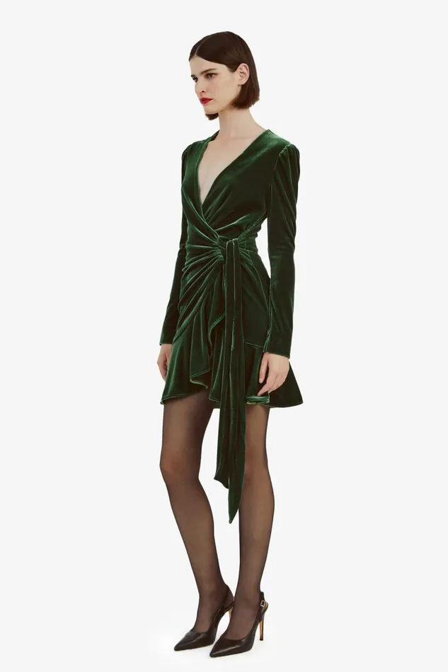 Women Party Dresses Bardot Keala Velour Mini Dress In Brt Green Brt Green Women Party Dresses Bardot Keala Velour Mini Dress In Brt Green Brt Green
