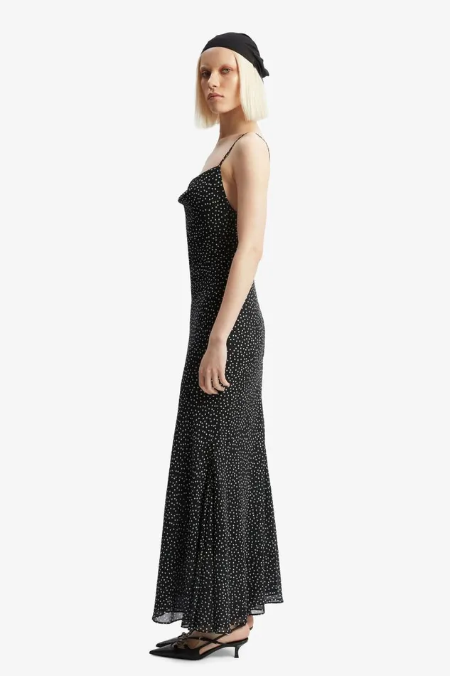 Women Party Dresses Bardot Monroe Cowl Neck Maxi Dress In Black Spot Black Spot Women Party Dresses Bardot Monroe Cowl Neck Maxi Dress In Black Spot Black Spot