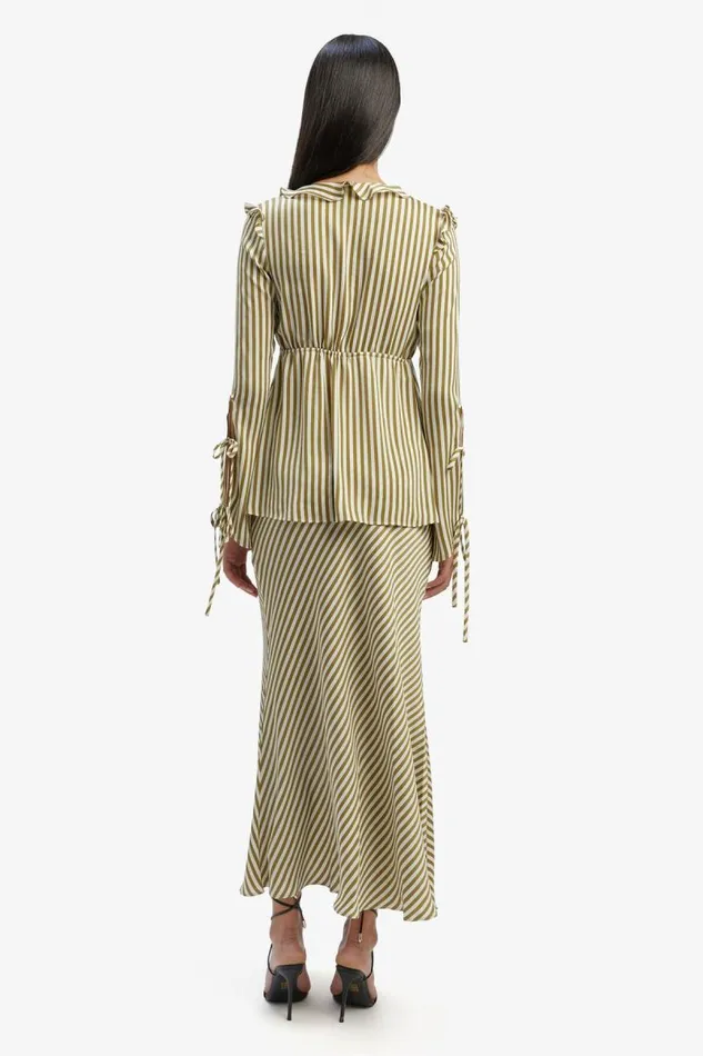 Women Party Tops Bardot Dhalia Frill Blouse In Green Str Green Str Women Party Tops Bardot Dhalia Frill Blouse In Green Str Green Str