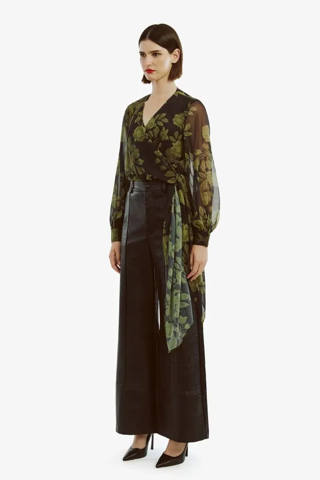 Women Party Tops Bardot Diana Wrap Top In Green Flo Green Flo
