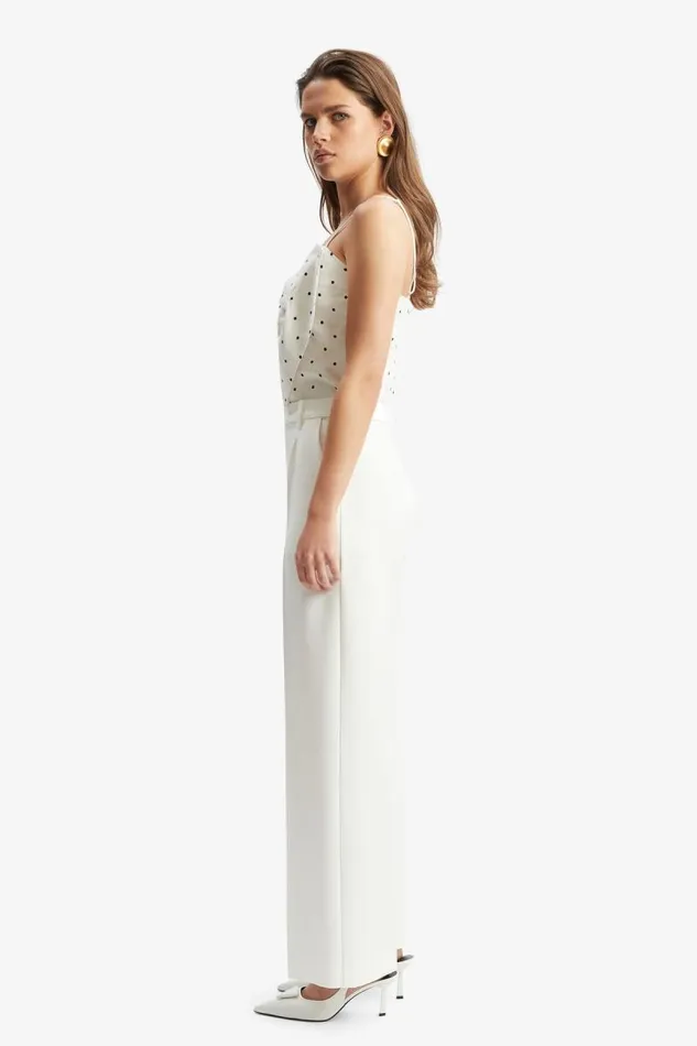 Women Party Tops Bardot Vieda Linen Bow Front Top In White Spot White Spot