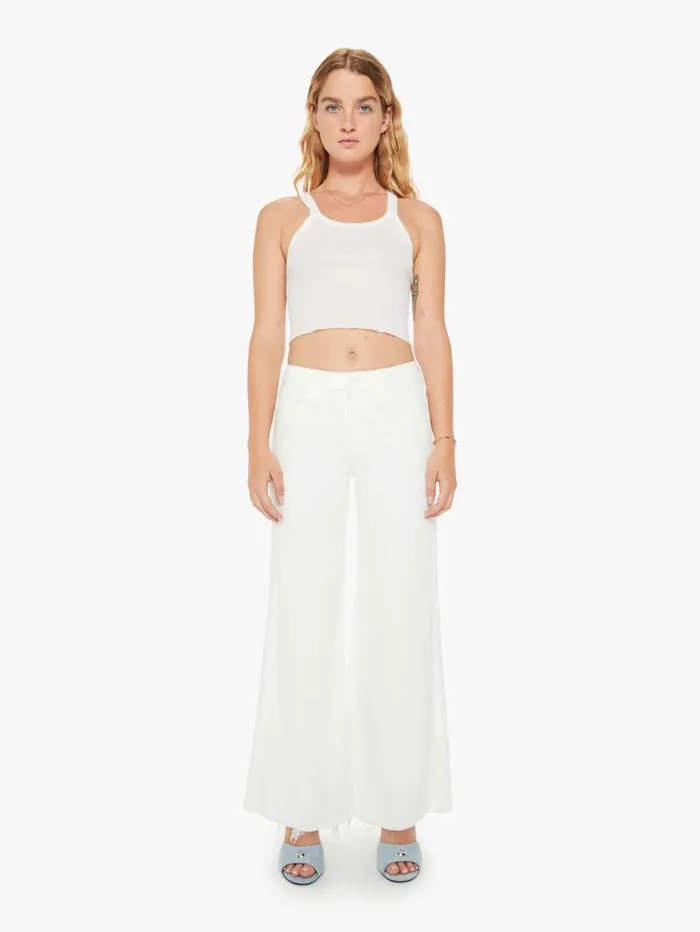 Women Petites Mother Denim PETITES The Lil039 Roller Fray White