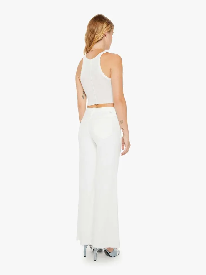 Women Petites Mother Denim PETITES The Lil039 Roller Fray White