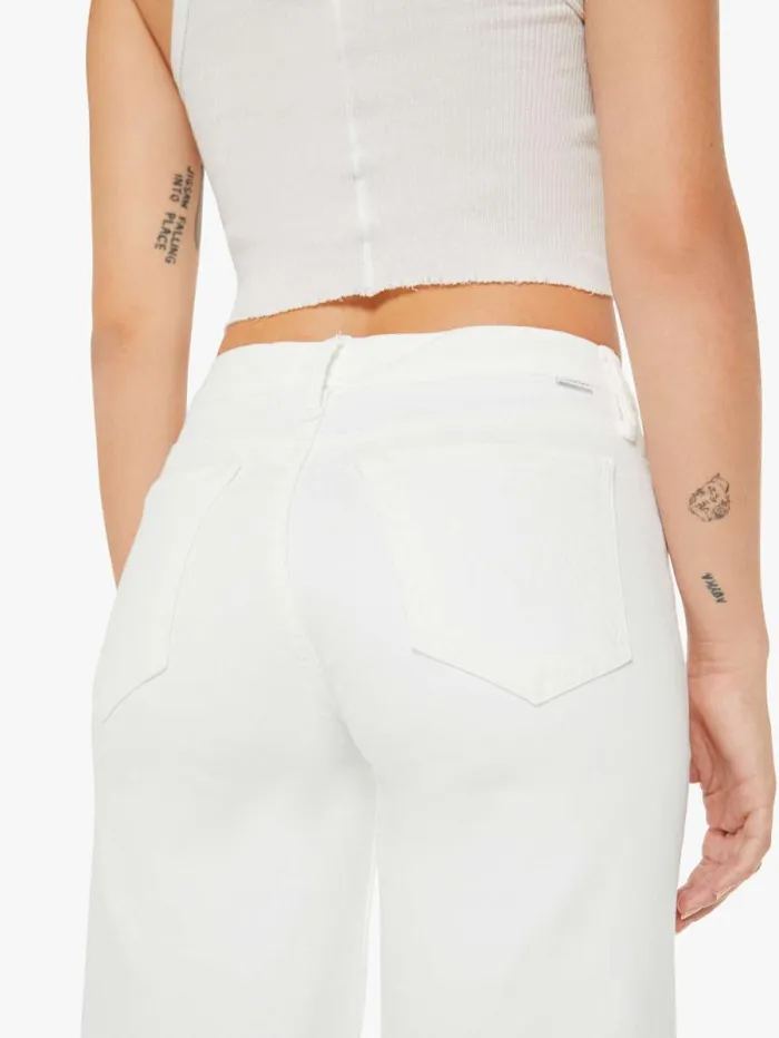 Women Petites Mother Denim PETITES The Lil039 Roller Fray White