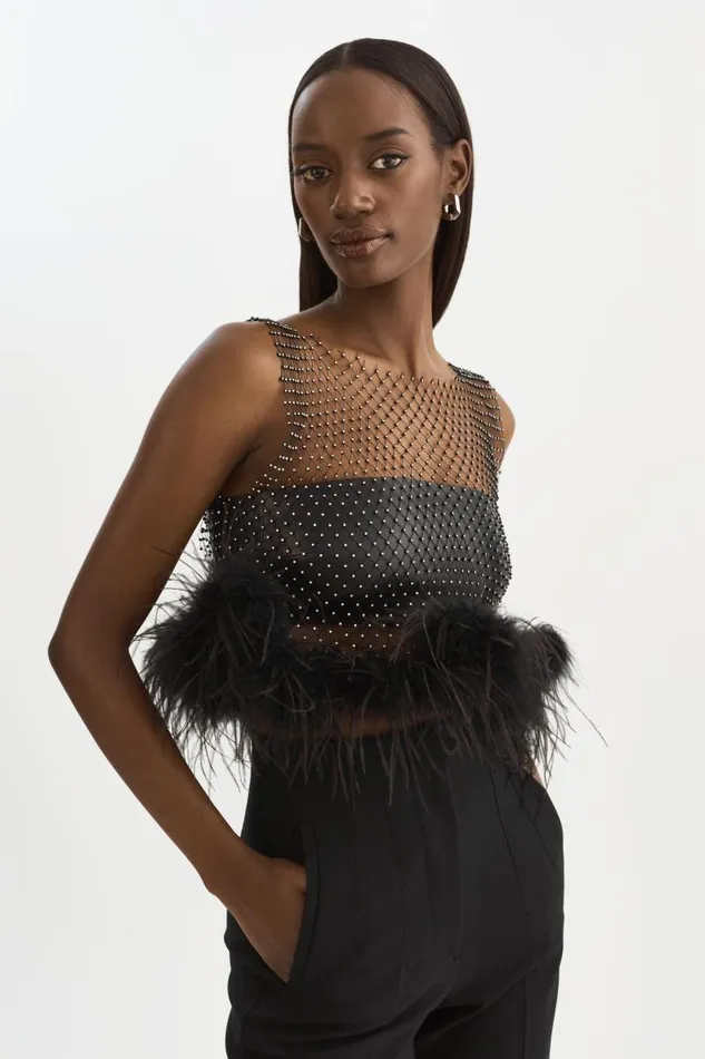 Women PIA Rhinestone Top Black LAMARQUE Tops