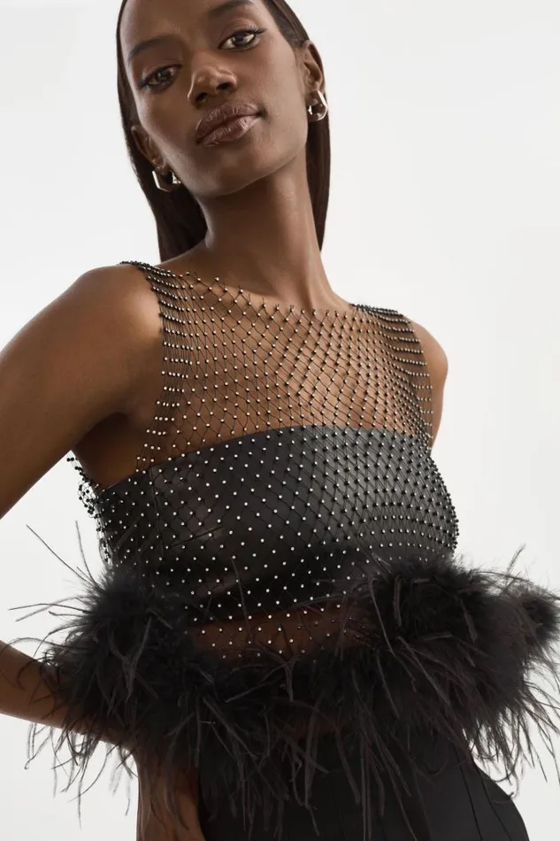 Women PIA Rhinestone Top Black LAMARQUE Tops Women PIA Rhinestone Top Black LAMARQUE Tops