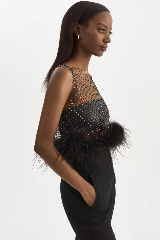 Women PIA Rhinestone Top Black LAMARQUE Tops Women PIA Rhinestone Top Black LAMARQUE Tops