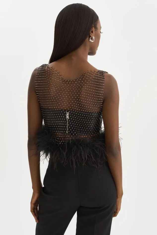 Women PIA Rhinestone Top Black LAMARQUE Tops Women PIA Rhinestone Top Black LAMARQUE Tops