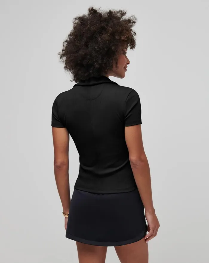 Women Polos TravisMathew MOVEKNIT VNECK POLO Black