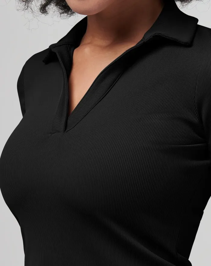 Women Polos TravisMathew MOVEKNIT VNECK POLO Black