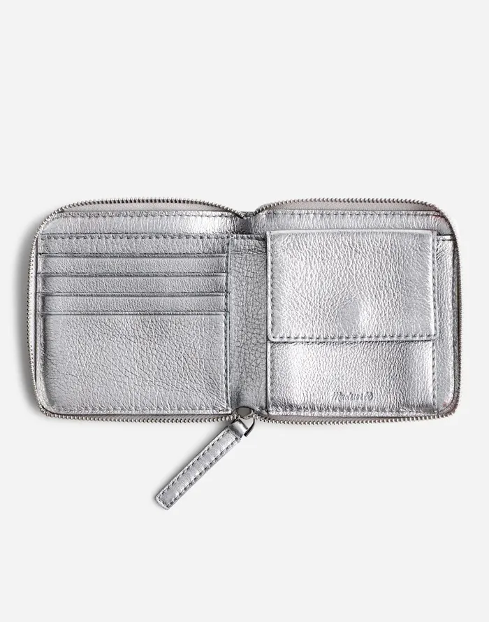 Women Pouches and Wallets Madewell The Essential Zip Wallet Silver Metallic