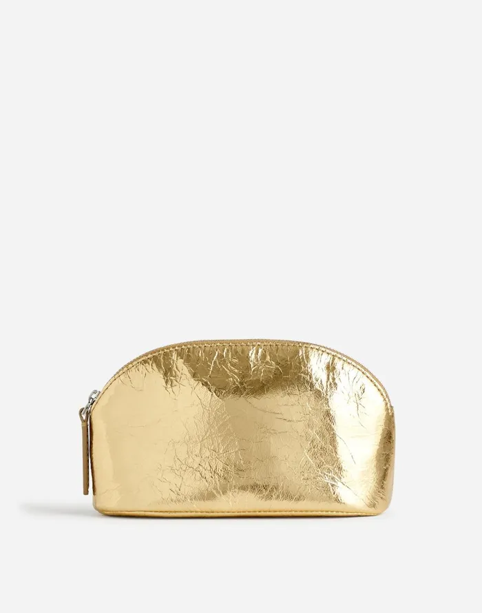 Women Pouches and Wallets Madewell The Makeup Pouch Gold Metallic