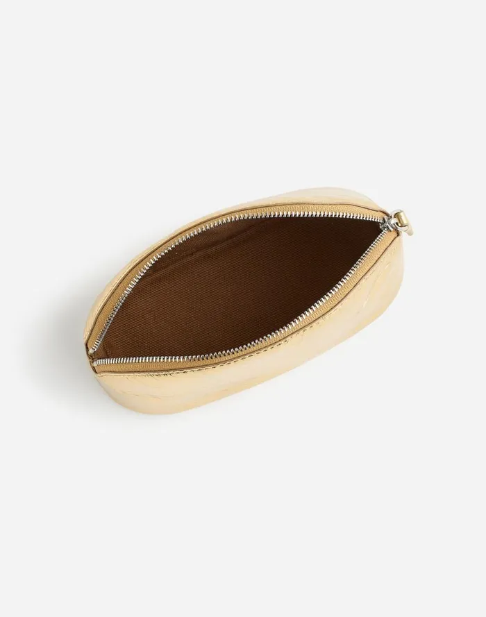 Women Pouches and Wallets Madewell The Makeup Pouch Gold Metallic