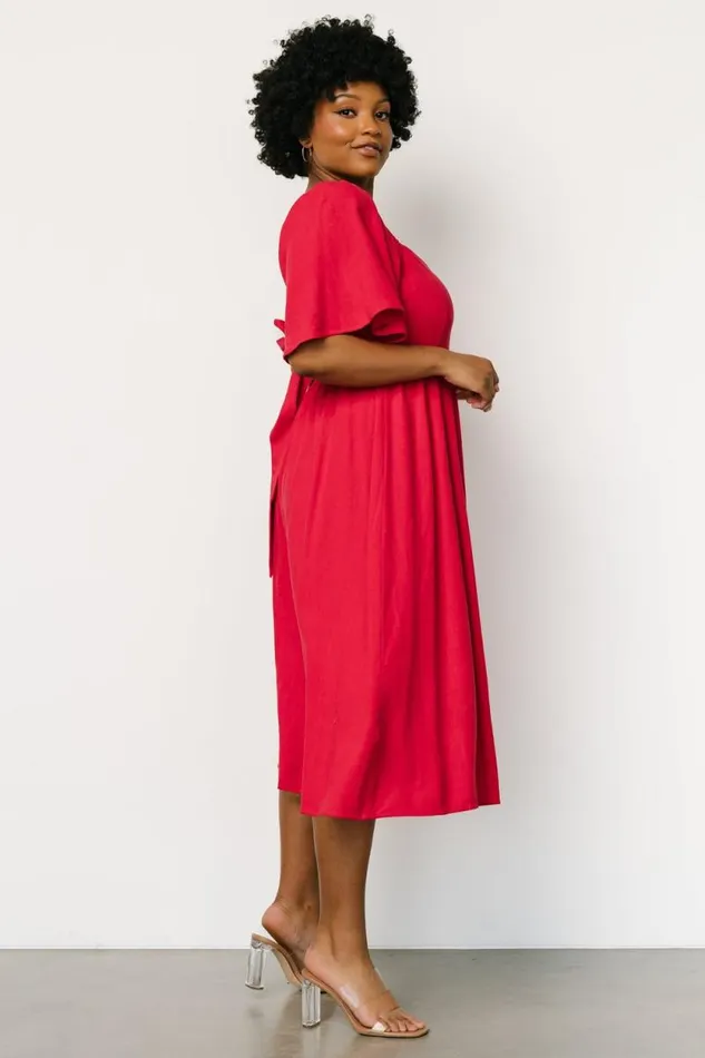 Women Raquel Back Tie Midi Dress Red Baltic Born Midi Dresses Women Raquel Back Tie Midi Dress Red Baltic Born Midi Dresses