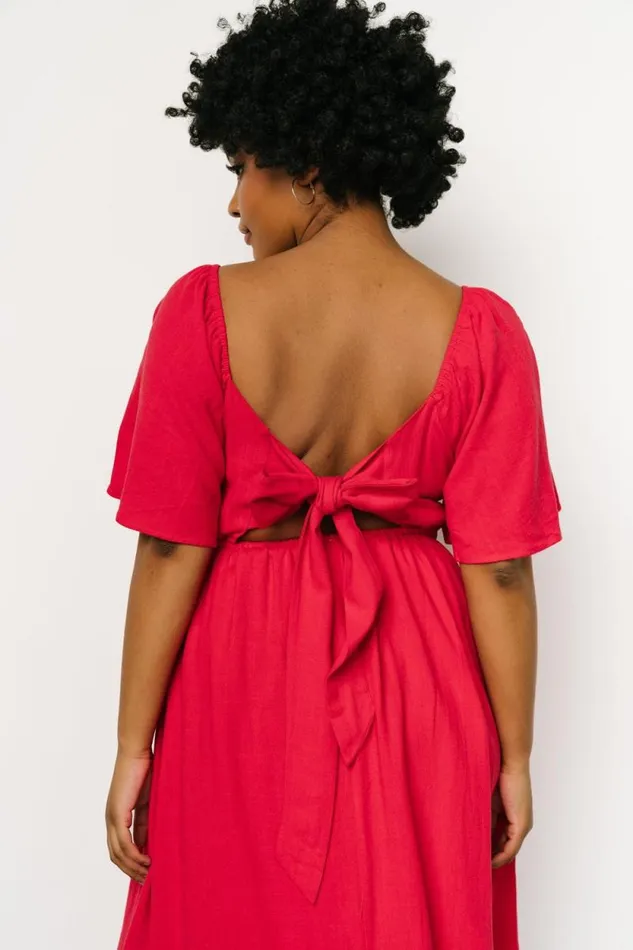 Women Raquel Back Tie Midi Dress Red Baltic Born Midi Dresses Women Raquel Back Tie Midi Dress Red Baltic Born Midi Dresses