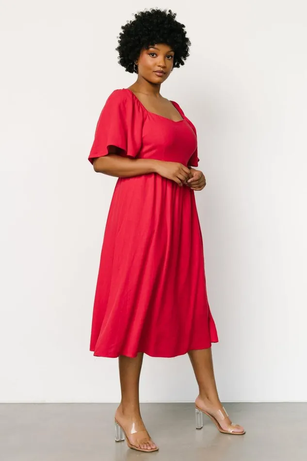 Women Raquel Back Tie Midi Dress Red Baltic Born Midi Dresses Women Raquel Back Tie Midi Dress Red Baltic Born Midi Dresses