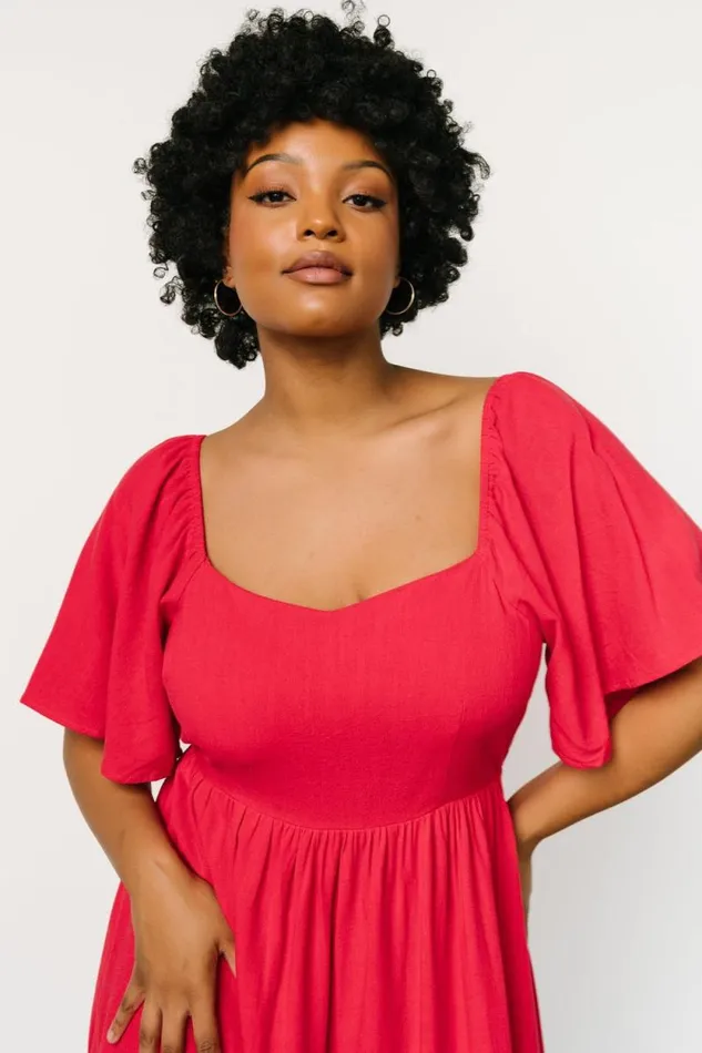 Women Raquel Back Tie Midi Dress Red Baltic Born Midi Dresses Women Raquel Back Tie Midi Dress Red Baltic Born Midi Dresses