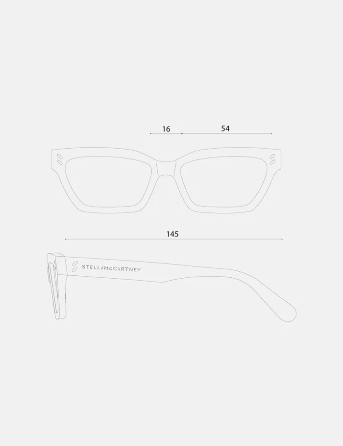 Women Rectangular CatEye Sunglasses Orange Havana Stella McCartney Sunglasses