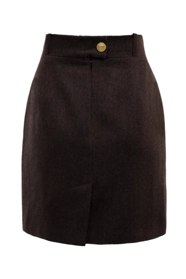 Women Regency Skirt Chocolate Herringbone Holland Cooper Tailoring Women Regency Skirt Chocolate Herringbone Holland Cooper Tailoring