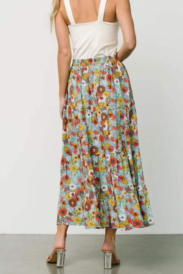 Women Reilly Maxi Skirt Teal Flower Print Baltic Born Maxi Dresses Women Reilly Maxi Skirt Teal Flower Print Baltic Born Maxi Dresses