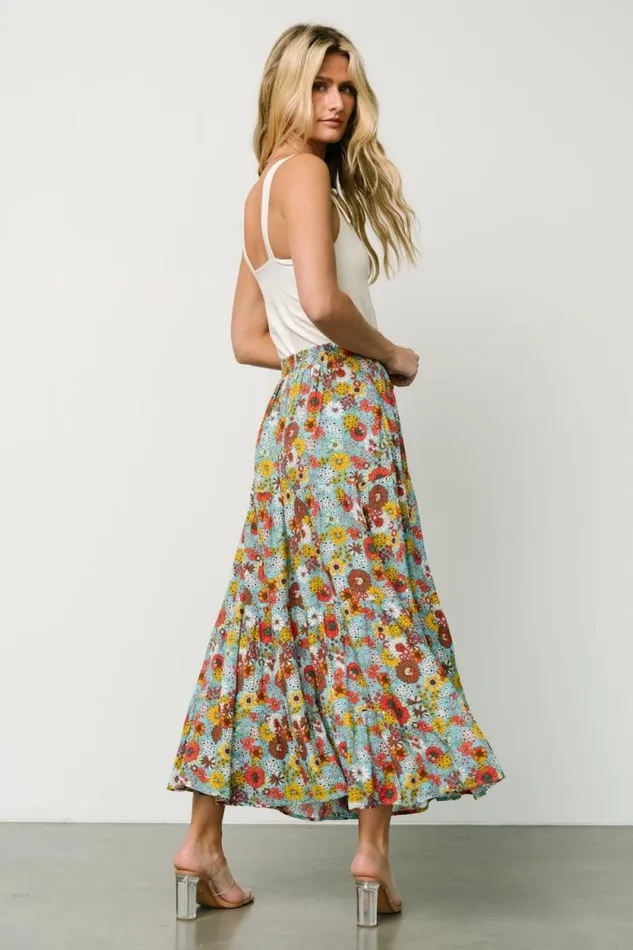 Women Reilly Maxi Skirt Teal Flower Print Baltic Born Maxi Dresses Women Reilly Maxi Skirt Teal Flower Print Baltic Born Maxi Dresses