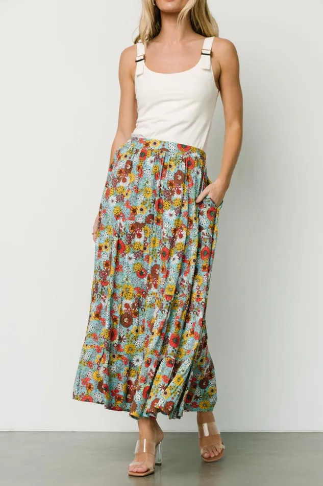 Women Reilly Maxi Skirt Teal Flower Print Baltic Born Maxi Dresses Women Reilly Maxi Skirt Teal Flower Print Baltic Born Maxi Dresses