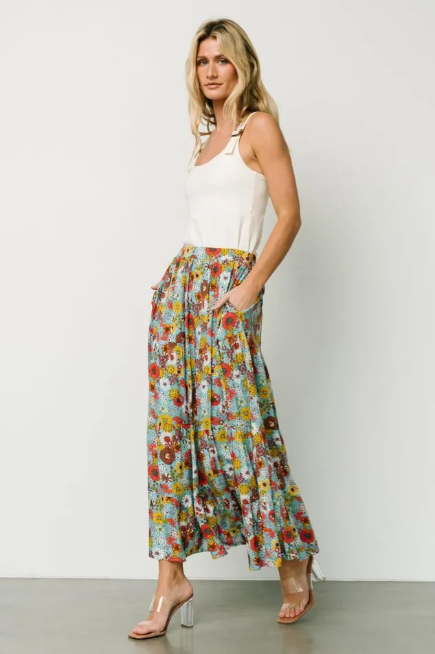 Women Reilly Maxi Skirt Teal Flower Print Baltic Born Maxi Dresses Women Reilly Maxi Skirt Teal Flower Print Baltic Born Maxi Dresses