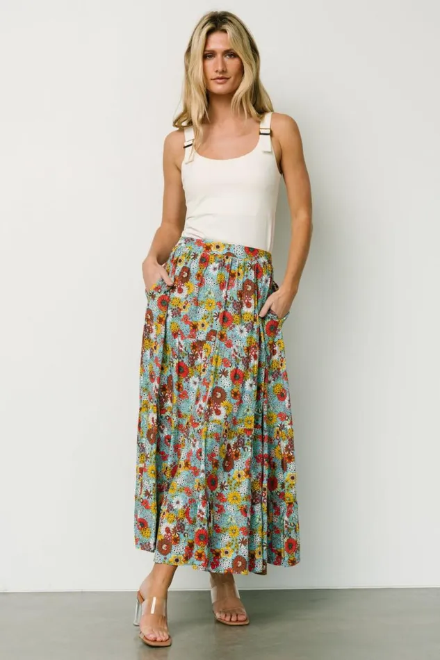 Women Reilly Maxi Skirt Teal Flower Print Baltic Born Maxi Dresses Women Reilly Maxi Skirt Teal Flower Print Baltic Born Maxi Dresses