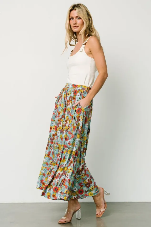 Women Reilly Maxi Skirt Teal Flower Print Baltic Born Maxi Dresses Women Reilly Maxi Skirt Teal Flower Print Baltic Born Maxi Dresses