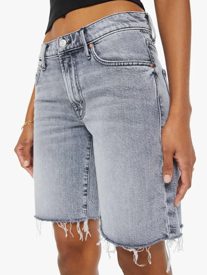 Women Relaxed Mother Denim The Down Low Undercover Short Fray Black