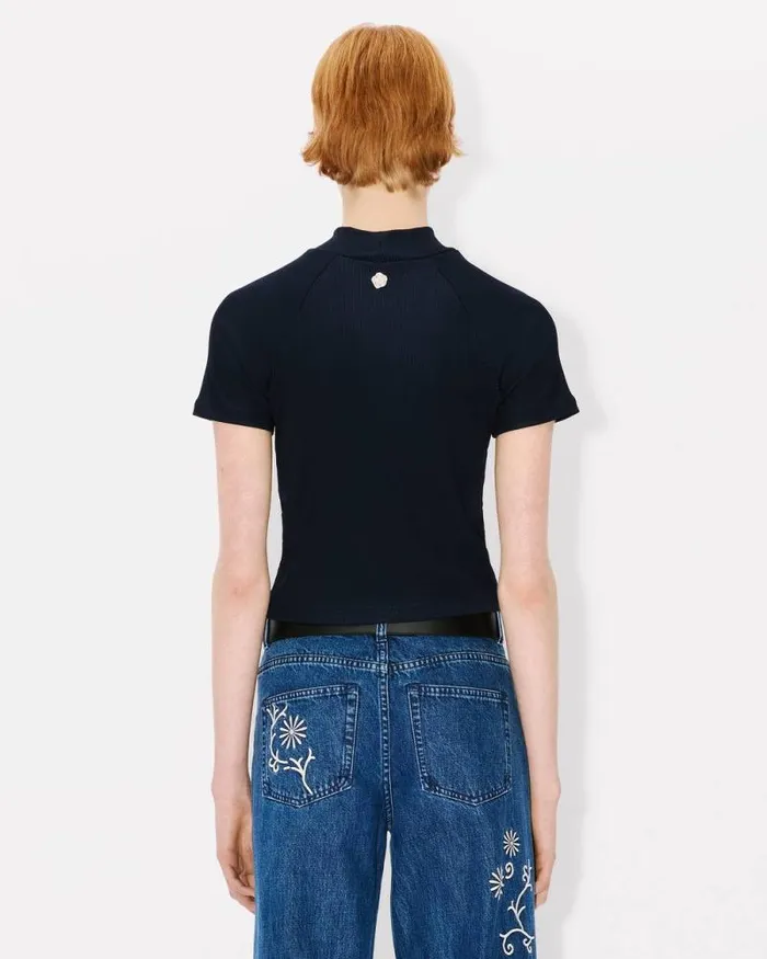 Women Rib Tshirt Blue Black Kenzo Tshirts And Polos