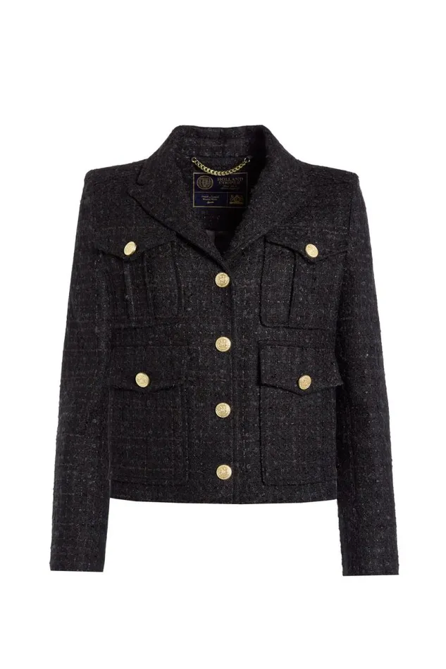 Women Richmond Jacket Black Sparkle Tweed Holland Cooper Jackets Women Richmond Jacket Black Sparkle Tweed Holland Cooper Jackets