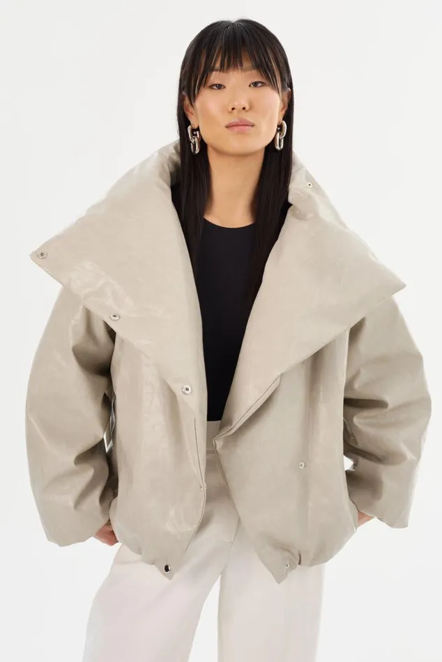 Women RONNIE Faux Leather Puffer Jacket Clay LAMARQUE Puffers Women RONNIE Faux Leather Puffer Jacket Clay LAMARQUE Puffers