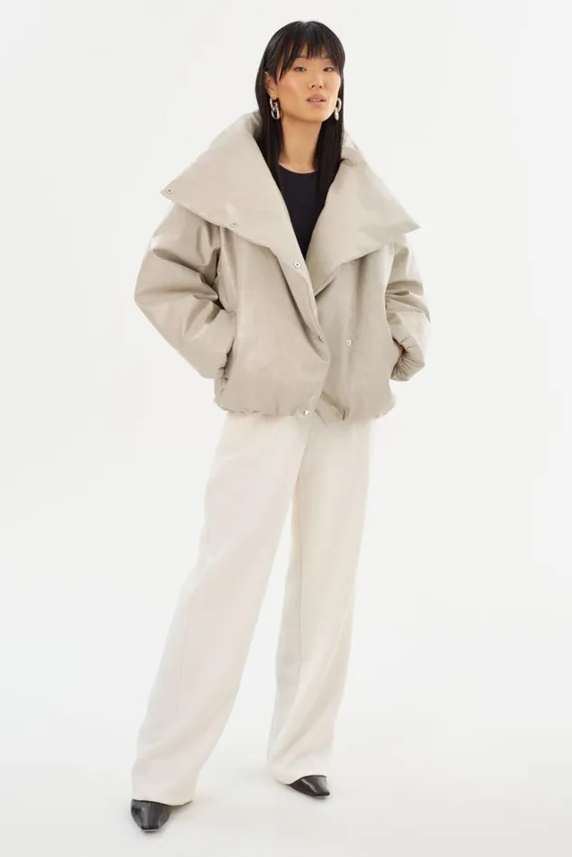 Women RONNIE Faux Leather Puffer Jacket Clay LAMARQUE Puffers Women RONNIE Faux Leather Puffer Jacket Clay LAMARQUE Puffers