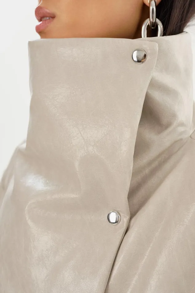 Women RONNIE Faux Leather Puffer Jacket Clay LAMARQUE Puffers Women RONNIE Faux Leather Puffer Jacket Clay LAMARQUE Puffers