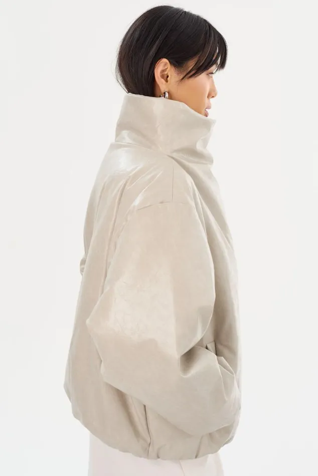 Women RONNIE Faux Leather Puffer Jacket Clay LAMARQUE Puffers Women RONNIE Faux Leather Puffer Jacket Clay LAMARQUE Puffers