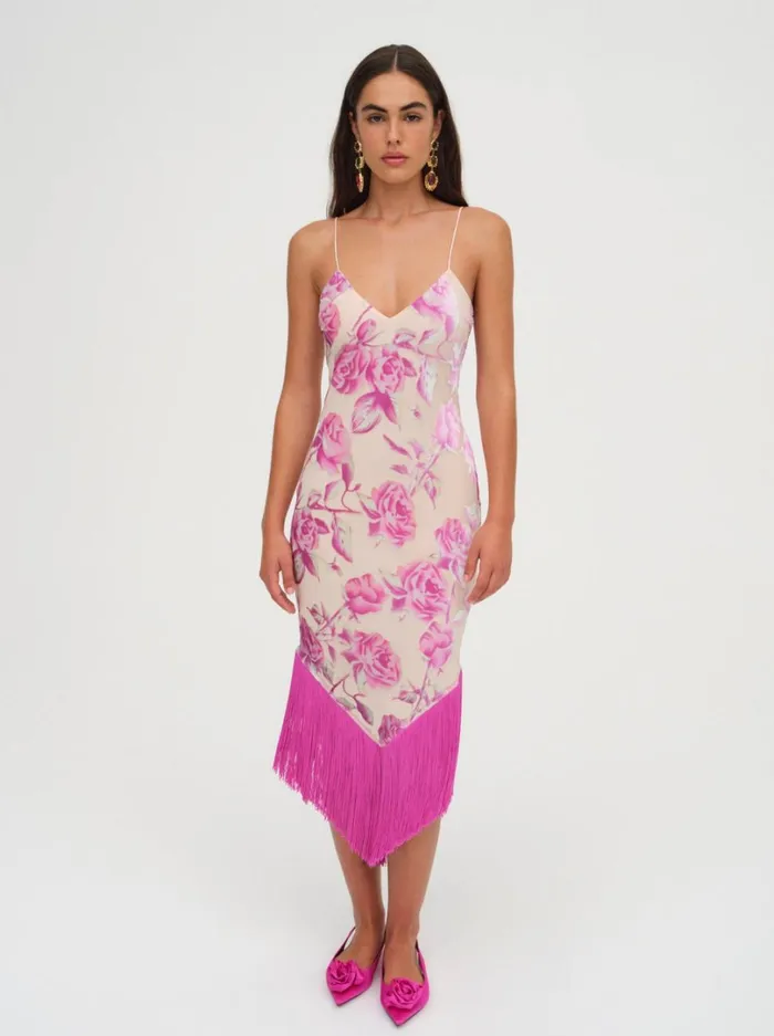 Women Rori Fringe Midi Dress Pink For Love and Lemons Dresses Women Rori Fringe Midi Dress Pink For Love and Lemons Dresses