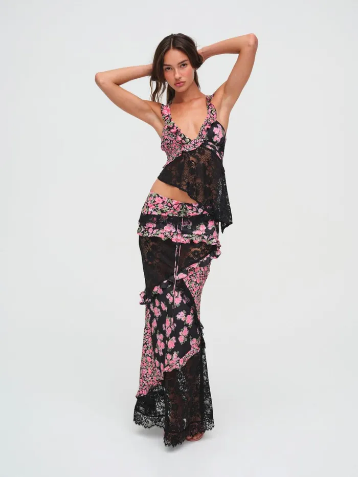 Women Rosalyn Crop Top Black For Love and Lemons Tops