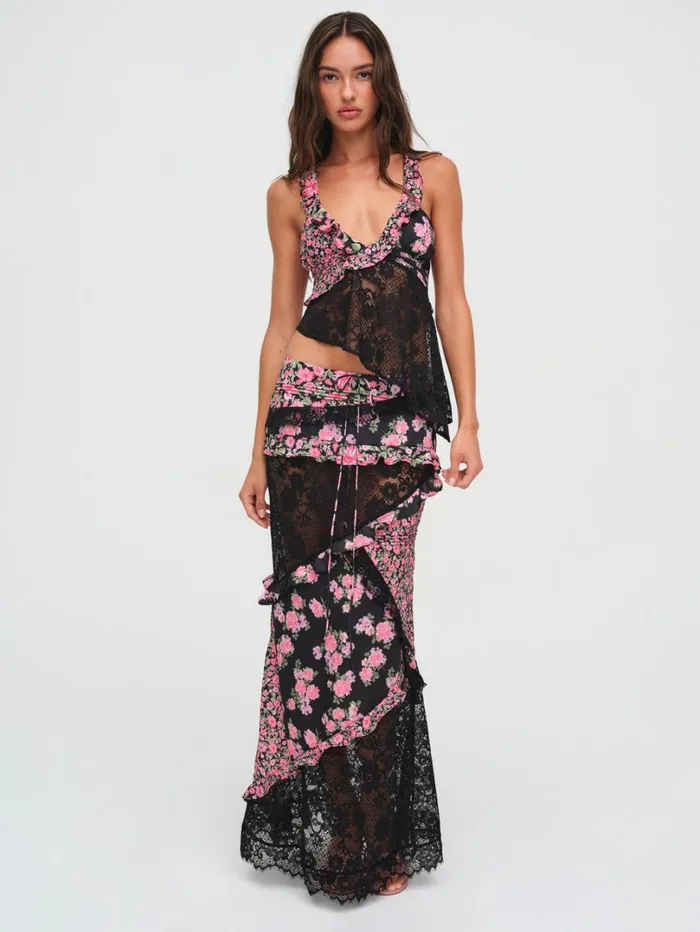 Women Rosalyn Crop Top Black For Love and Lemons Tops