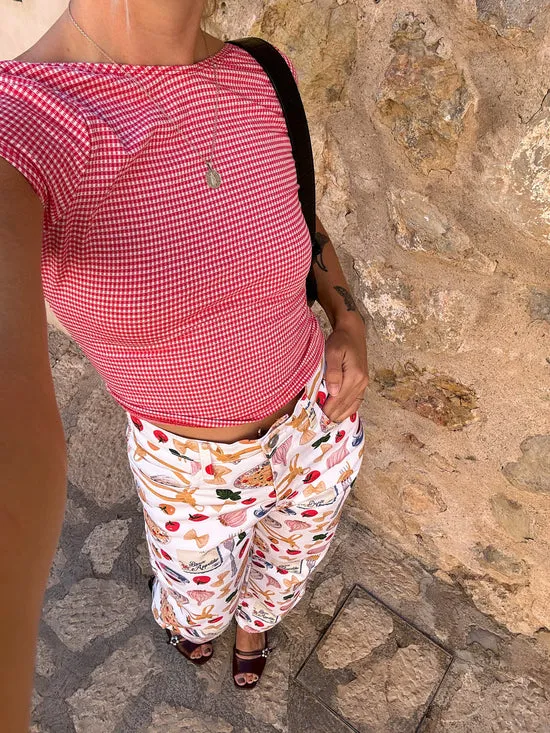 Women Rowan Tee Pomodoro Gingham Tops Lisa Says Gah