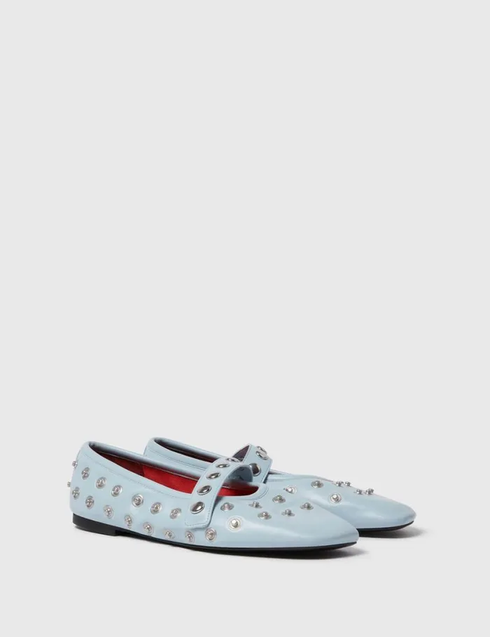 Women Ryder PopperStudded Ballet Flats Dusty Blue Stella McCartney Flats Women Ryder PopperStudded Ballet Flats Dusty Blue Stella McCartney Flats