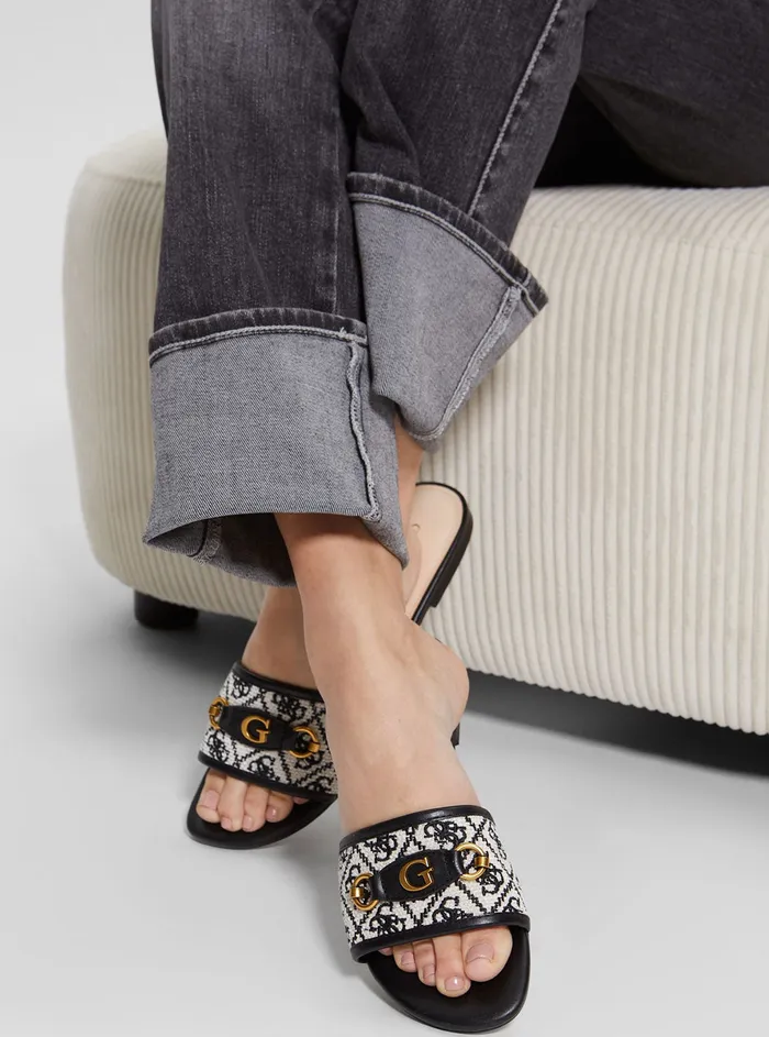 Women Sandals GUESS Black Logo Hammi Slide Sandals Women Sandals GUESS Black Logo Hammi Slide Sandals