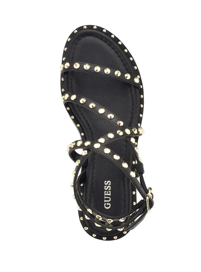 Women Sandals GUESS Black Yamara Studded Gladiator Sandals Women Sandals GUESS Black Yamara Studded Gladiator Sandals