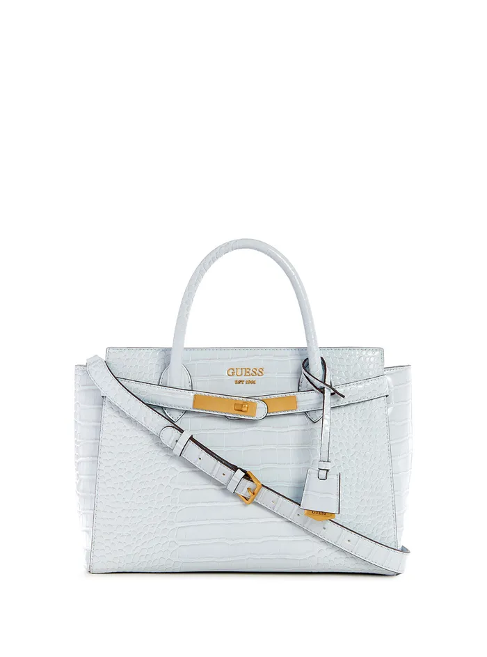 Women Satchel GUESS Ice Blue Enisa High Society Satchel