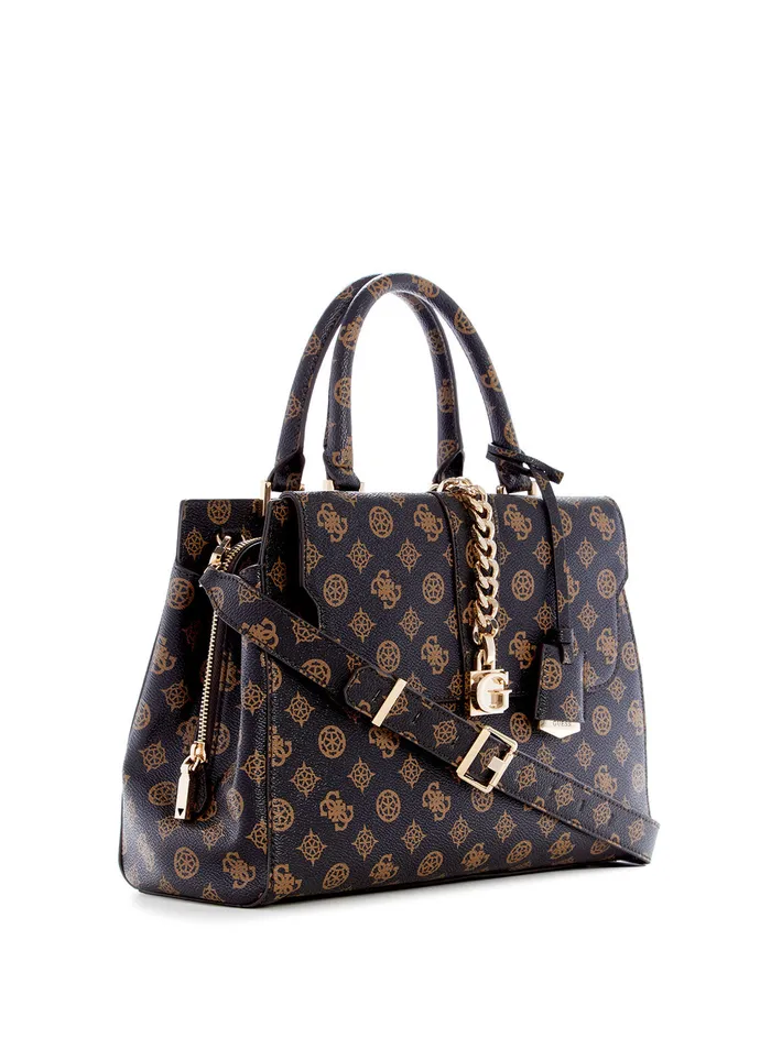 Women Satchel GUESS Mocha Logo Tiberia Society Satchel Bag Women Satchel GUESS Mocha Logo Tiberia Society Satchel Bag