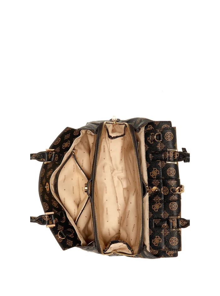 Women Satchel GUESS Mocha Logo Tiberia Society Satchel Bag Women Satchel GUESS Mocha Logo Tiberia Society Satchel Bag