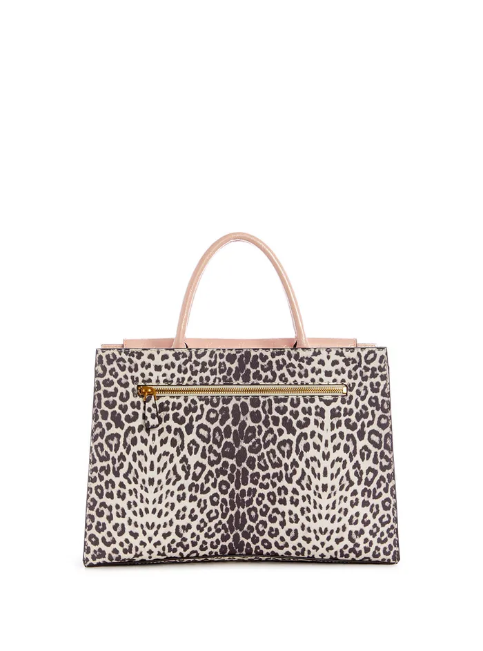 Women Satchel GUESS Pink Leopard Zira High Society Satchel