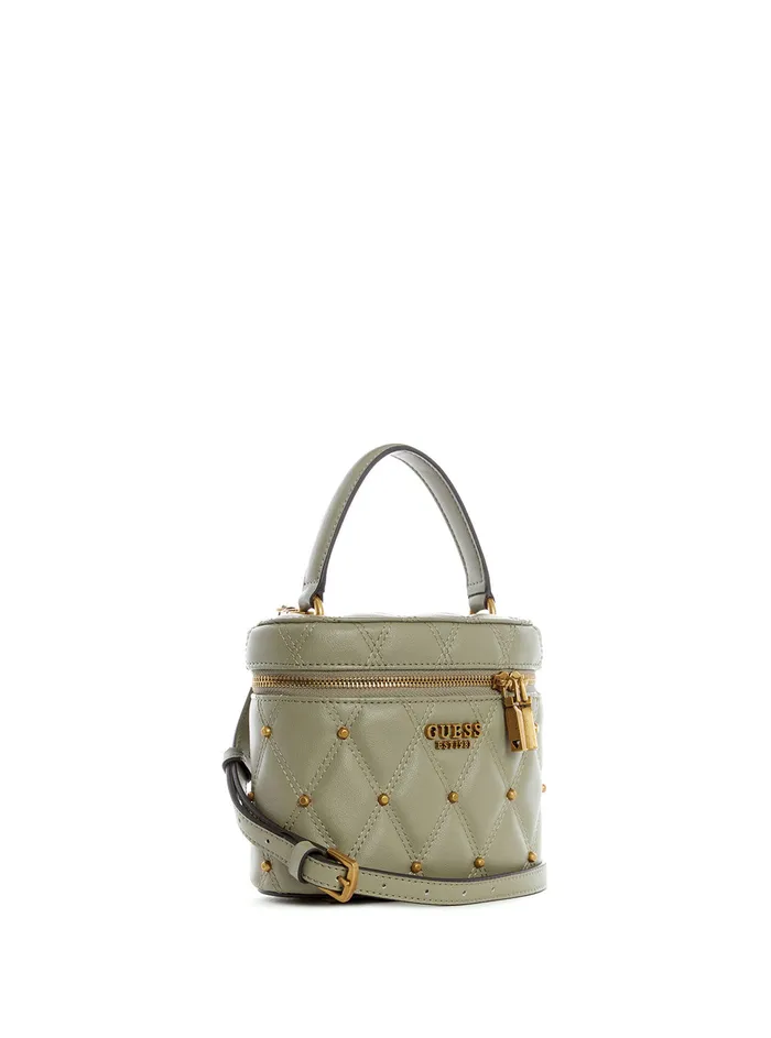 Women Satchel GUESS Sage Green Triana Cannister Crossbody Bag Women Satchel GUESS Sage Green Triana Cannister Crossbody Bag