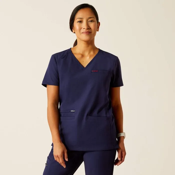 Women Scrubs Ariat Clara 6 Pocket Scrub Top Navy