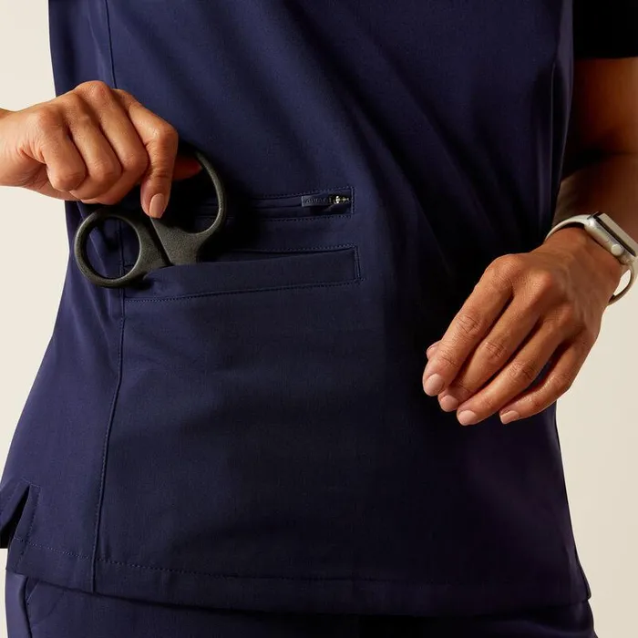 Women Scrubs Ariat Clara 6 Pocket Scrub Top Navy